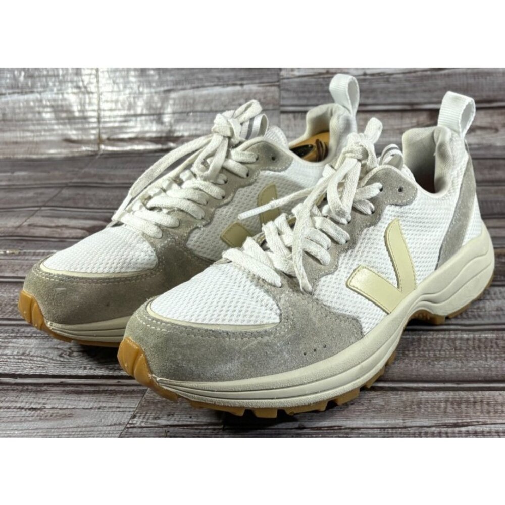 Veja Women’s White, Cream & Tan Athletic Sneakers with Gum Outsole